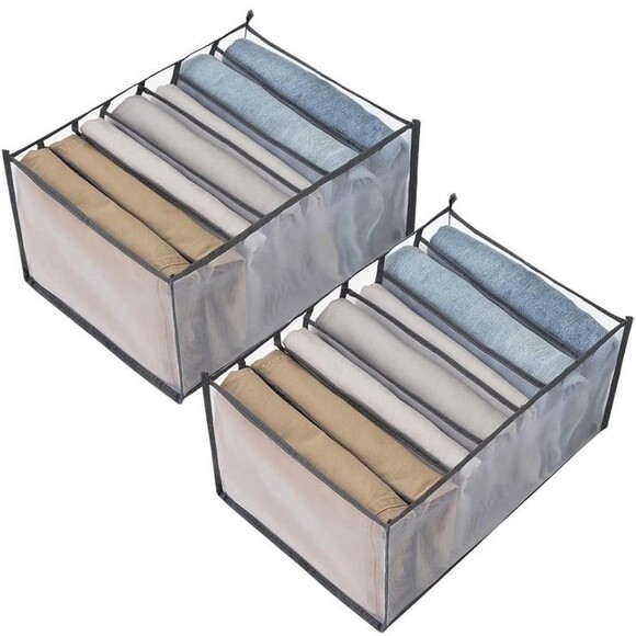 New in box 2 piece Organization Storage with 7 grids for jeans & T shirts - Picture 1 of 12